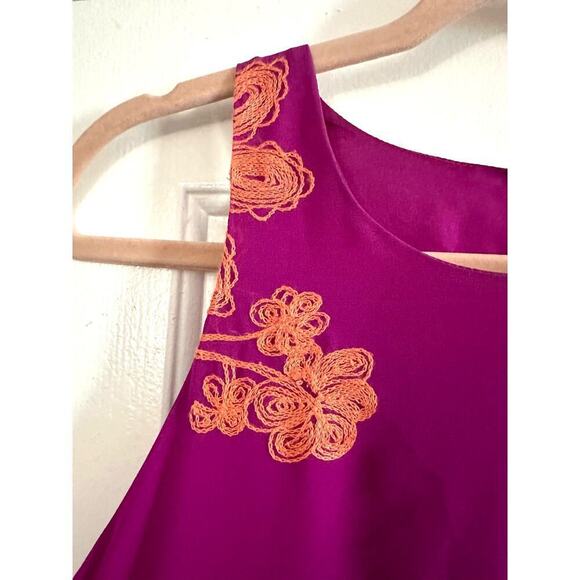 GIANNI BINI Fuchsia Orange Embroidered Floral Sleeveless Dress - Sz Small - Picture 3 of 5